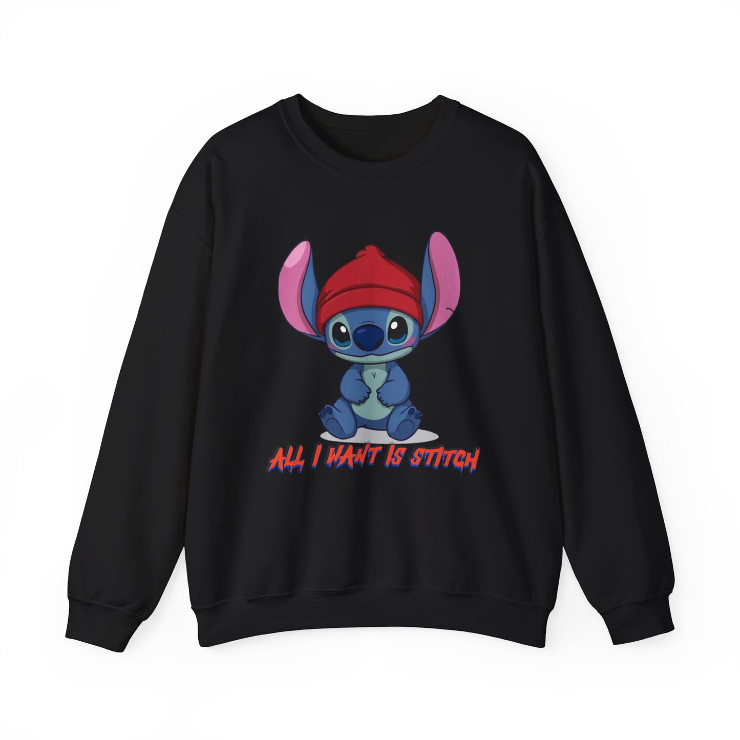 Stitch Cute Crewneck Sweatshirt — “All I Want Is Stitch” Cartoon Pullover
