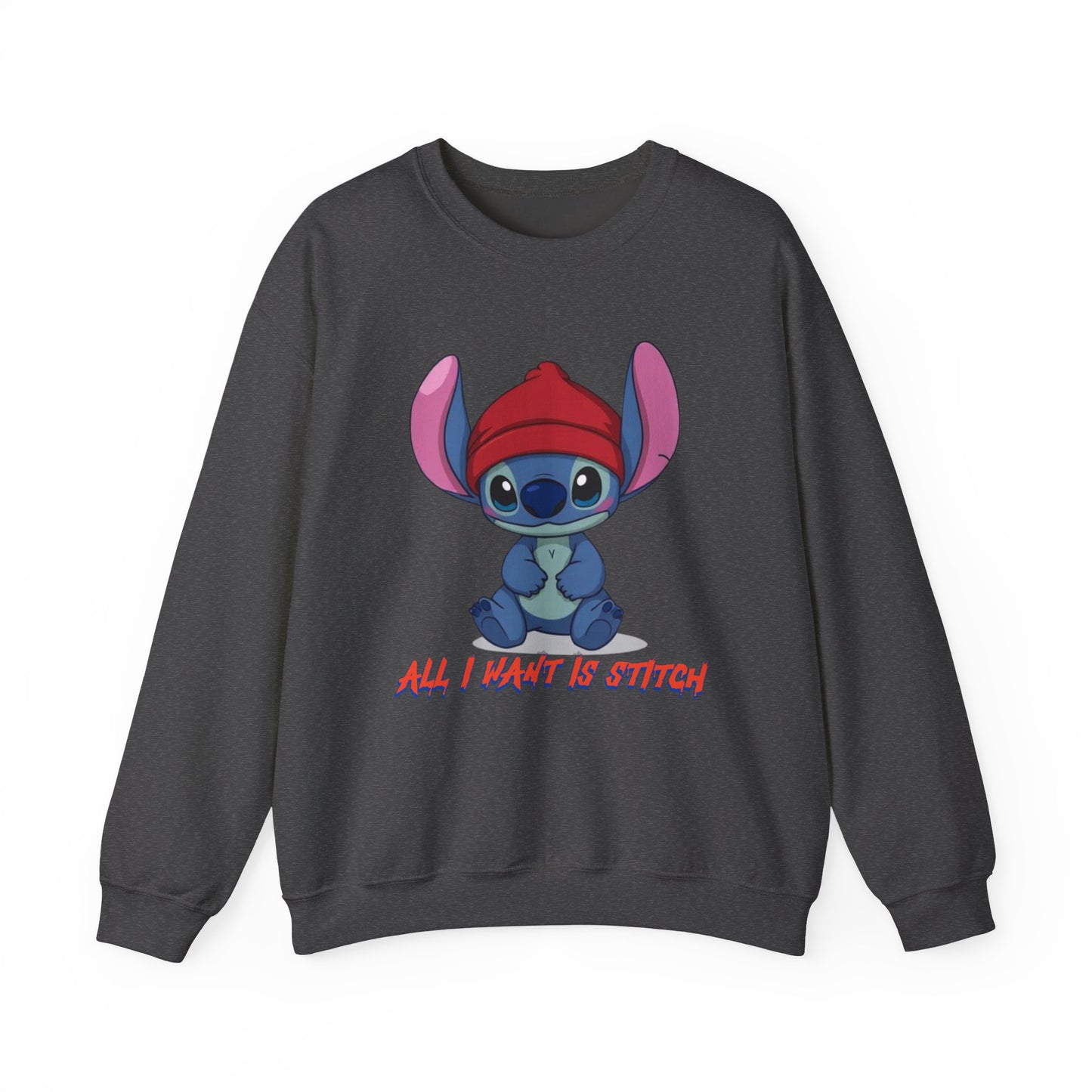 Stitch Cute Crewneck Sweatshirt — “All I Want Is Stitch” Cartoon Pullover