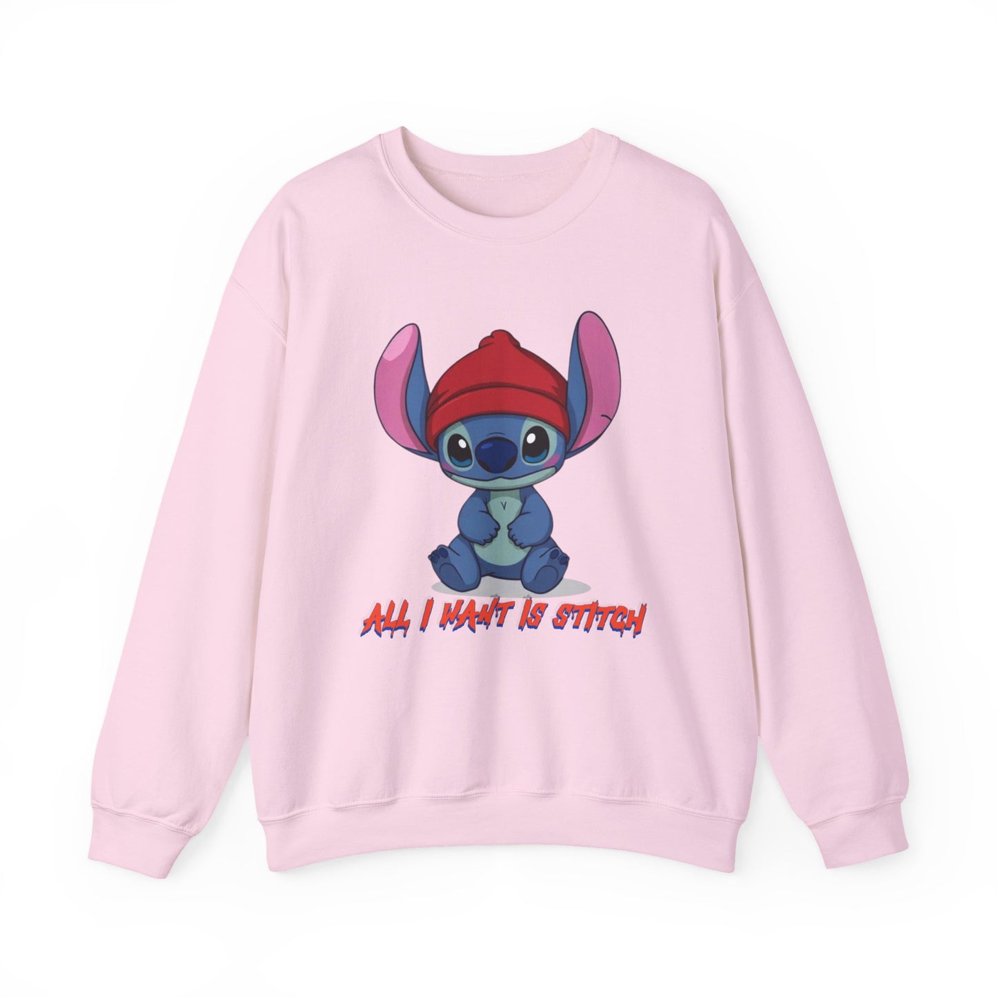 Stitch Cute Crewneck Sweatshirt — “All I Want Is Stitch” Cartoon Pullover
