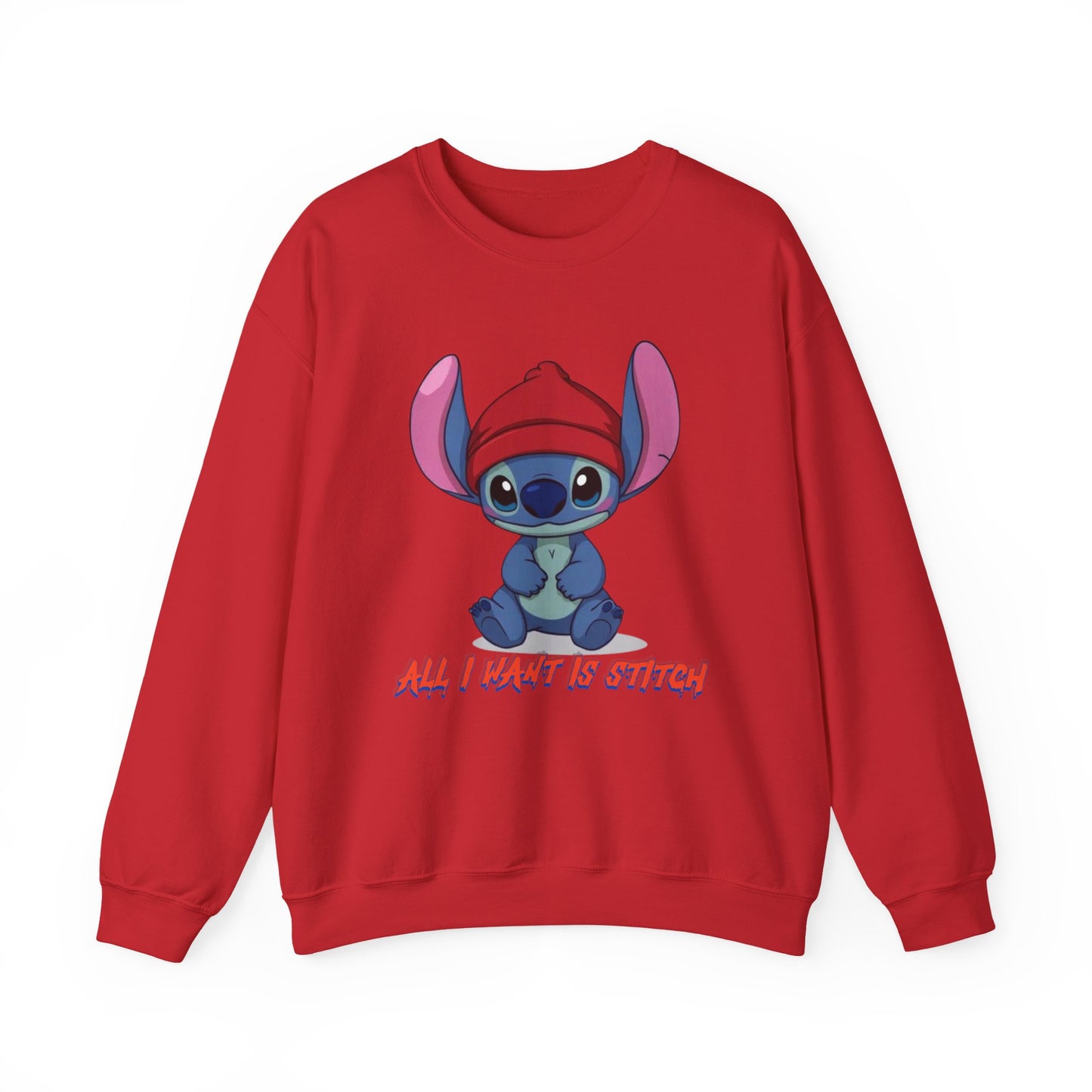 Stitch Cute Crewneck Sweatshirt — “All I Want Is Stitch” Cartoon Pullover