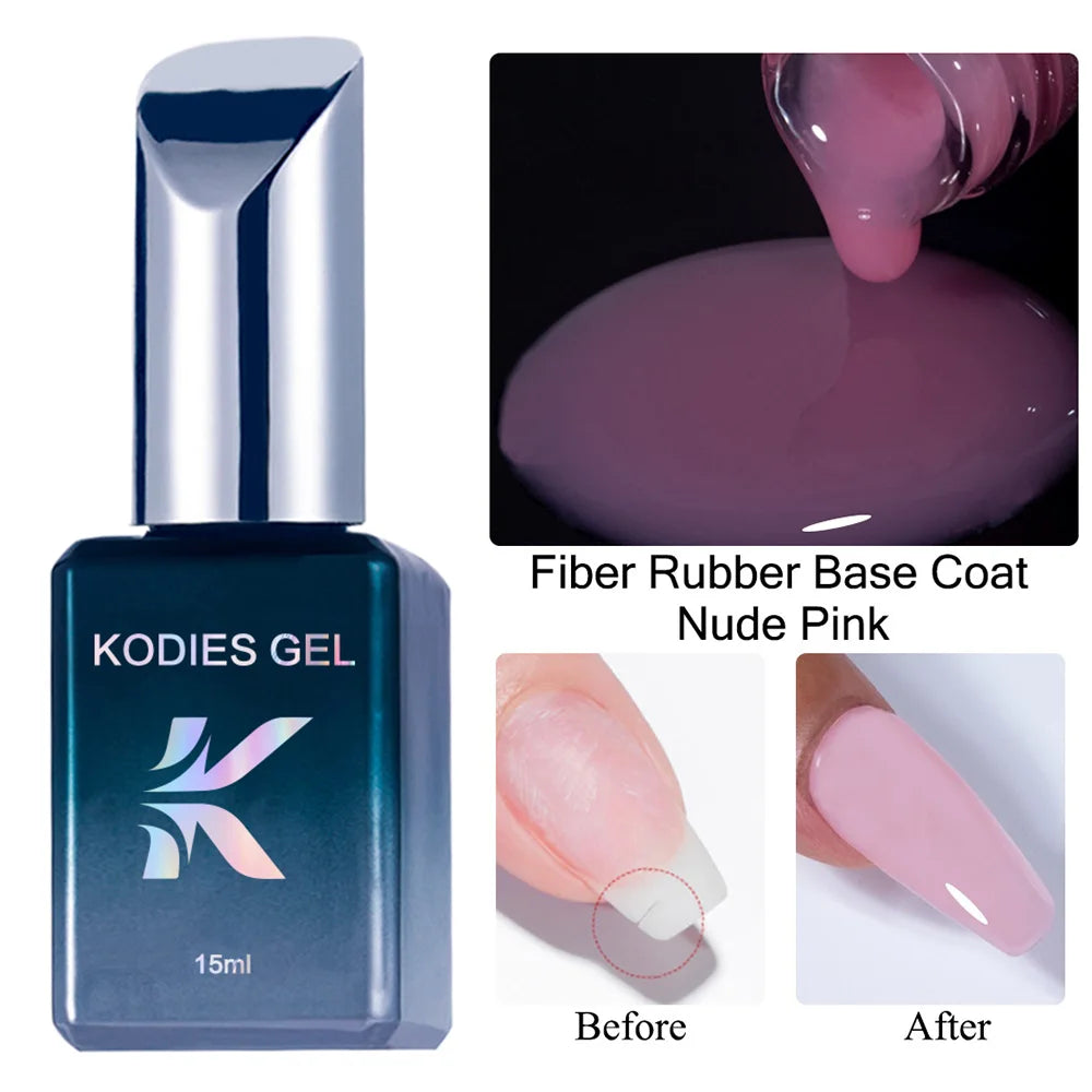 Milky White Magic – KODIES Fiber Rubber Base Coat UV Gel for Strong, Smooth Nails