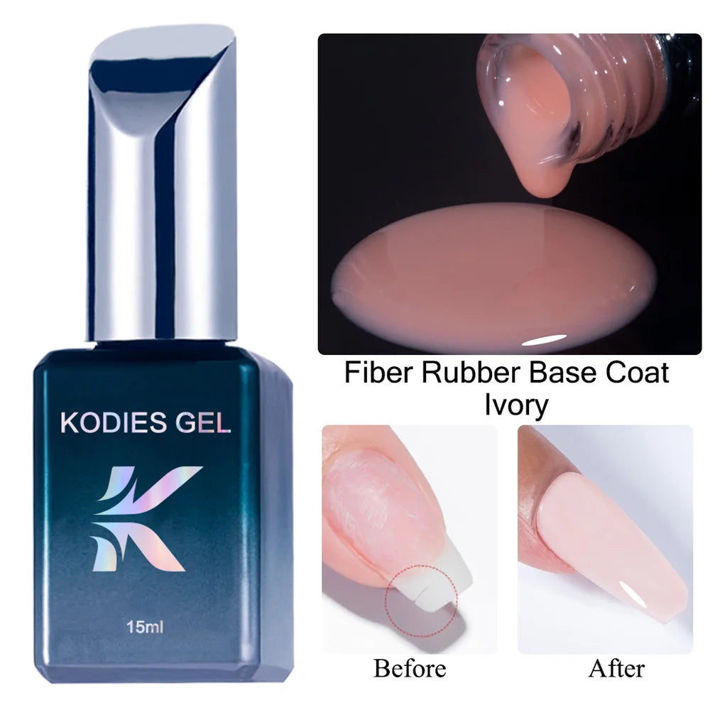 Milky White Magic – KODIES Fiber Rubber Base Coat UV Gel for Strong, Smooth Nails