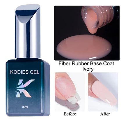 Milky White Magic – KODIES Fiber Rubber Base Coat UV Gel for Strong, Smooth Nails
