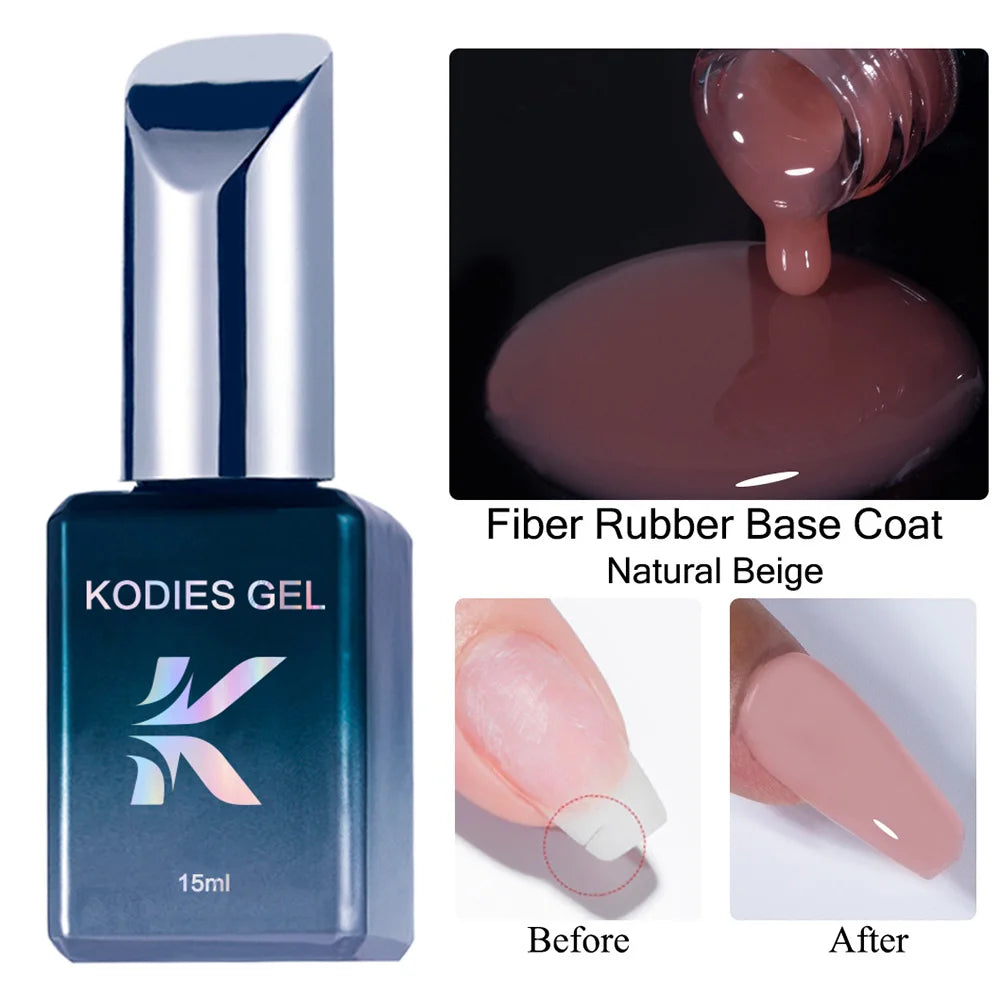 Milky White Magic – KODIES Fiber Rubber Base Coat UV Gel for Strong, Smooth Nails