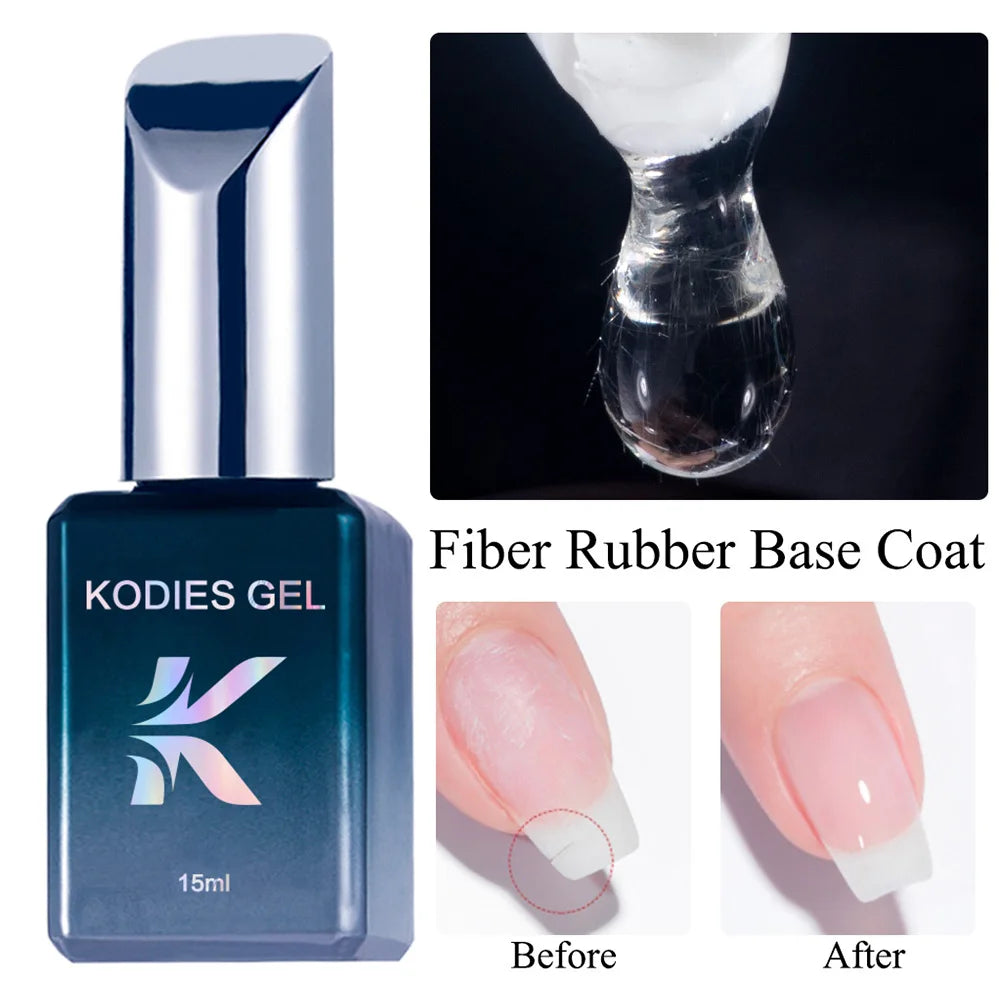Milky White Magic – KODIES Fiber Rubber Base Coat UV Gel for Strong, Smooth Nails