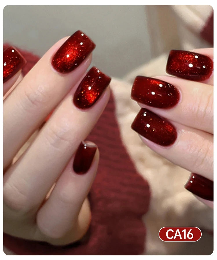 UR SUGAR Magnetic Cat Eye Gel Nail Polish – Ruby Red (3 × 15ml)