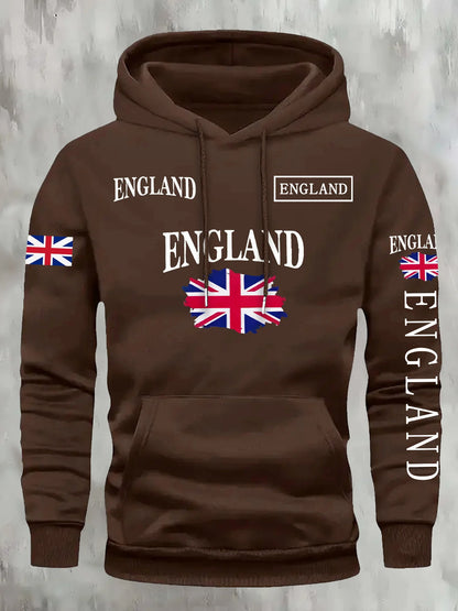 KOURRTER Autumn Winter European American Trendy Flag English England Print New Retro Couple Clothing Autumn Winter Hoodie