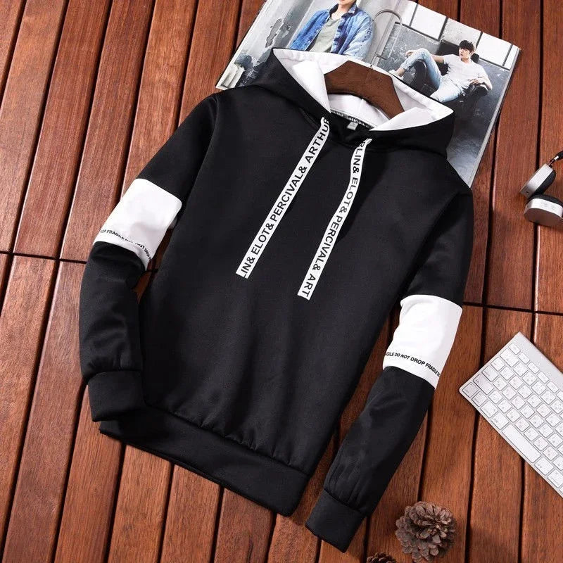 Male Streetwear Pullover Hoodie – Long Sleeve Printed Sweatshirt for Everyday Wear