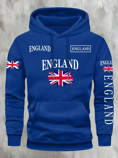 KOURRTER Autumn Winter European American Trendy Flag English England Print New Retro Couple Clothing Autumn Winter Hoodie