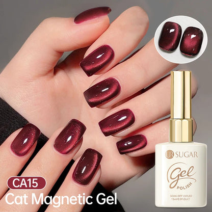 UR SUGAR Magnetic Cat Eye Gel Nail Polish – Ruby Red (3 × 15ml)