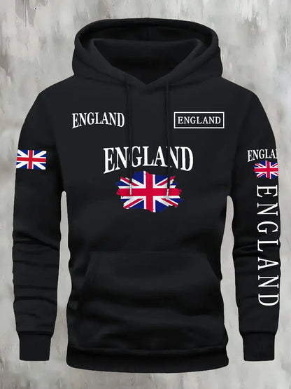 KOURRTER Autumn Winter European American Trendy Flag English England Print New Retro Couple Clothing Autumn Winter Hoodie