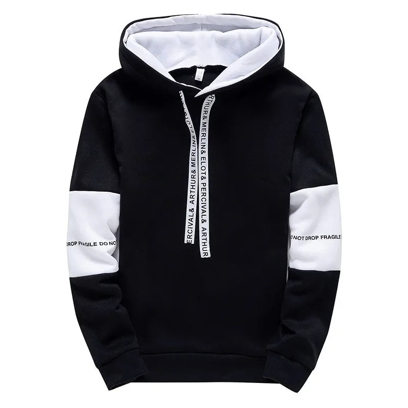Male Streetwear Pullover Hoodie – Long Sleeve Printed Sweatshirt for Everyday Wear