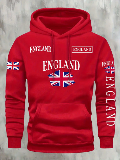 KOURRTER Autumn Winter European American Trendy Flag English England Print New Retro Couple Clothing Autumn Winter Hoodie