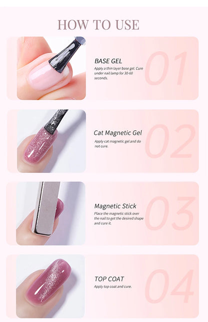 UR SUGAR Magnetic Cat Eye Gel Nail Polish – Ruby Red (3 × 15ml)