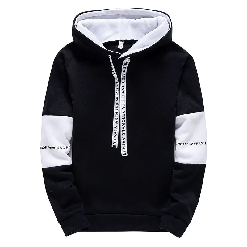 Male Streetwear Pullover Hoodie – Long Sleeve Printed Sweatshirt for Everyday Wear