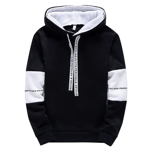 Male Streetwear Pullover Hoodie – Long Sleeve Printed Sweatshirt for Everyday Wear