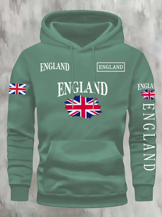 KOURRTER Autumn Winter European American Trendy Flag English England Print New Retro Couple Clothing Autumn Winter Hoodie