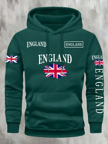 KOURRTER Autumn Winter European American Trendy Flag English England Print New Retro Couple Clothing Autumn Winter Hoodie