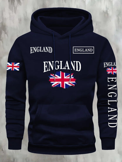KOURRTER Autumn Winter European American Trendy Flag English England Print New Retro Couple Clothing Autumn Winter Hoodie