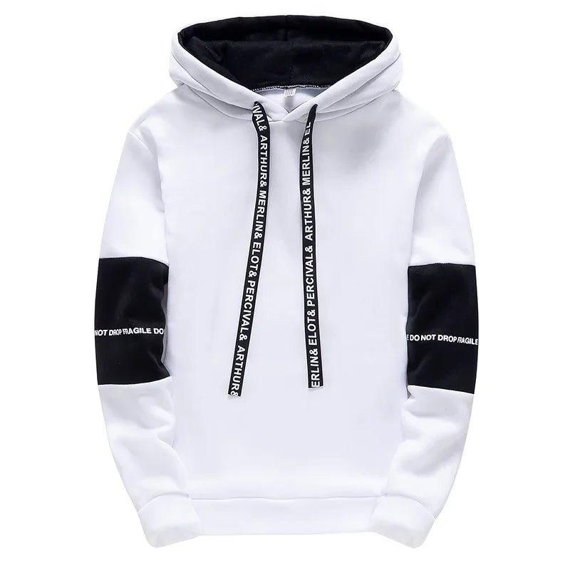 Male Streetwear Pullover Hoodie – Long Sleeve Printed Sweatshirt for Everyday Wear
