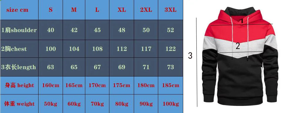 Men's Patchwork Hooded Sweatshirt Hoodies Clothing Casual Loose Fleece Warm Streetwear Male Fashion Autumn Winter Sports Outwear