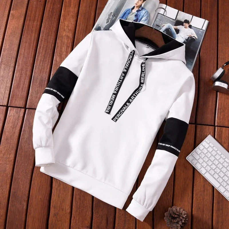 Male Streetwear Pullover Hoodie – Long Sleeve Printed Sweatshirt for Everyday Wear