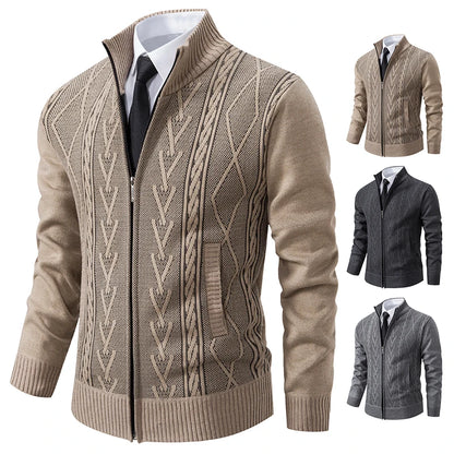Men’s Warm Knitted Sweater Coat – Cashmere Padded Autumn & Winter Outerwear