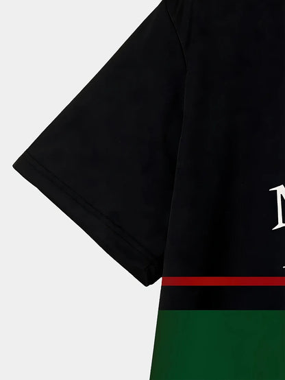 Summer 2025 new men's T-shirt 3D printed casual, fashionable and retro black and green polyester men's T-shirt