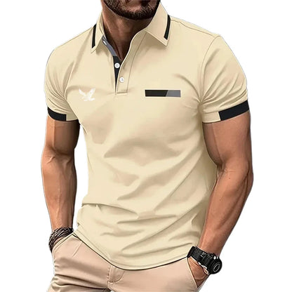 Men's Golf Shirt Golf Polo Work Casual Lapel Short Sleeve Basic Modern Color Block Patchwork Spring & Summer Regular Fit